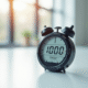 Chronometre digital affichant 1000 secondes sur une table blanche