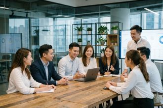 Groupe de jeunes professionnels en réunion de travail