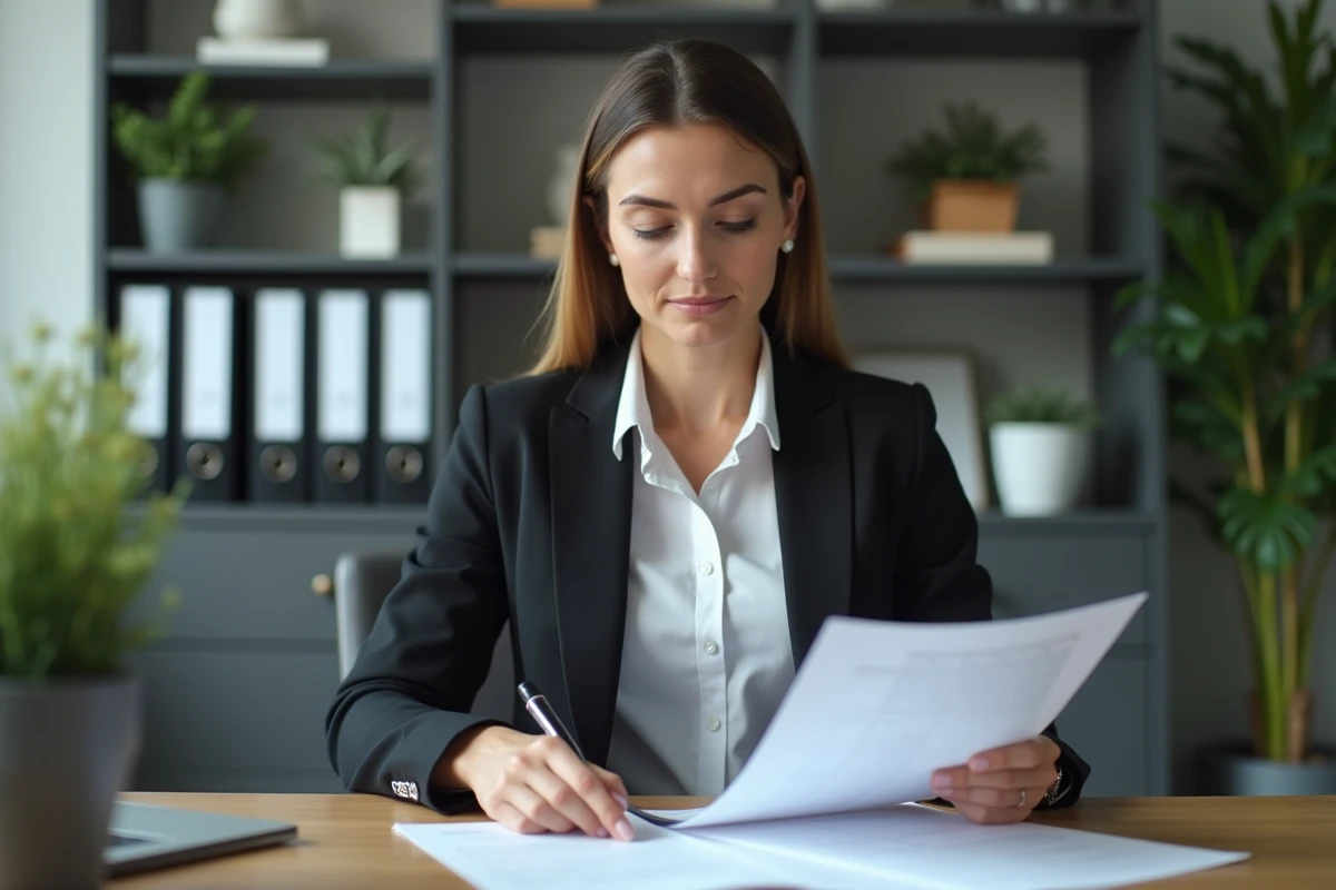 Femme d'affaires en réunion dans un bureau moderne