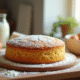 Gâteau nature frais sur une table en bois avec ingrédients