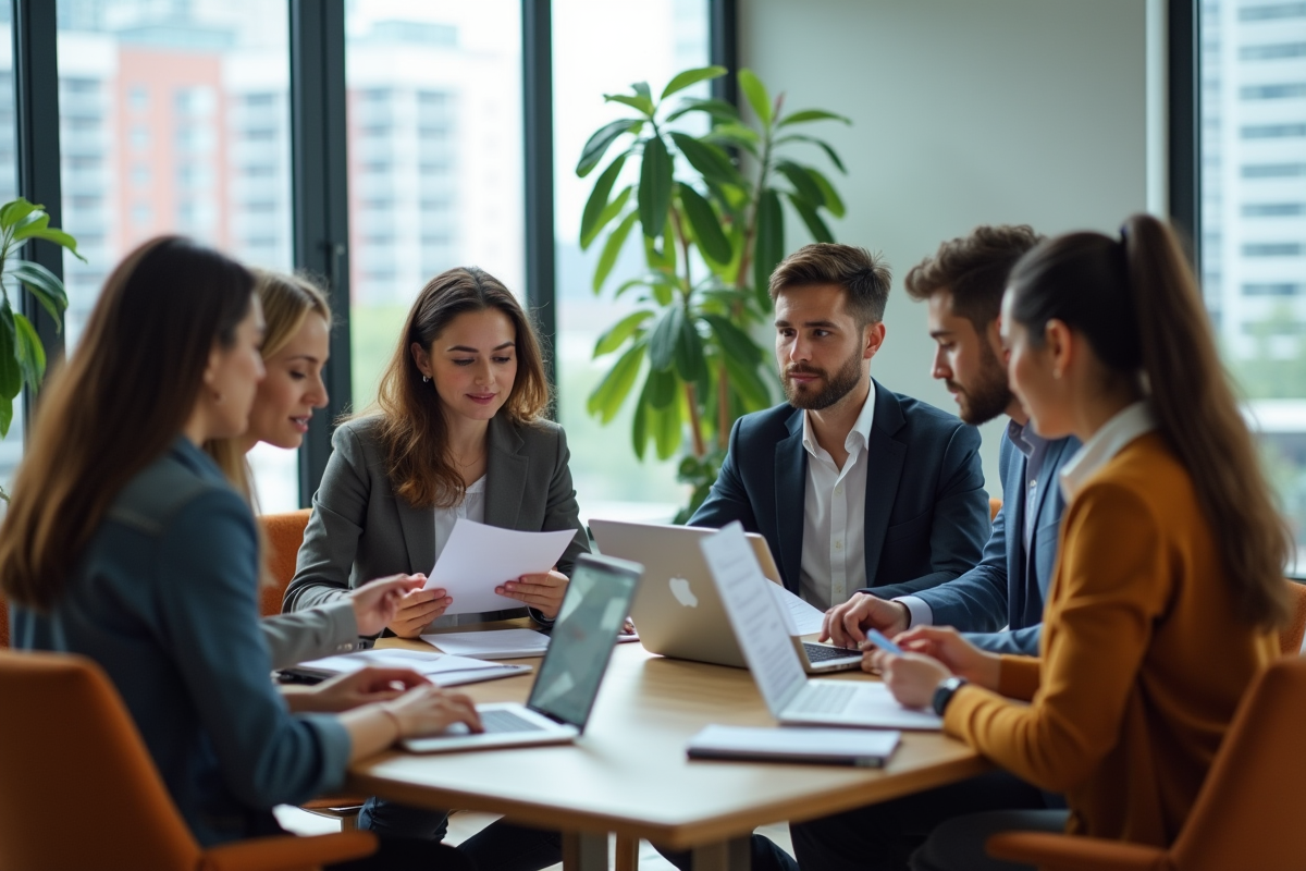 Groupe de jeunes professionnels en réunion de travail