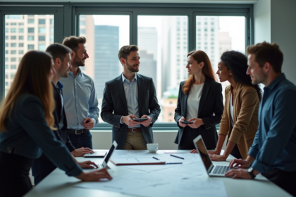 Groupe de jeunes professionnels dans un bureau moderne