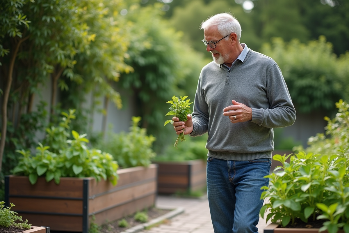 Homme dans un jardin d