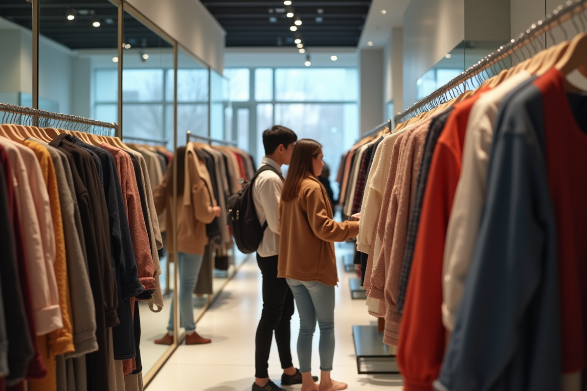 Intérieur lumineux d un magasin de vêtements moderne