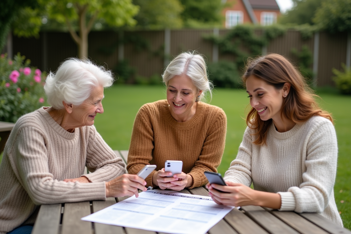 Trois femmes planifiant une reunion en plein air