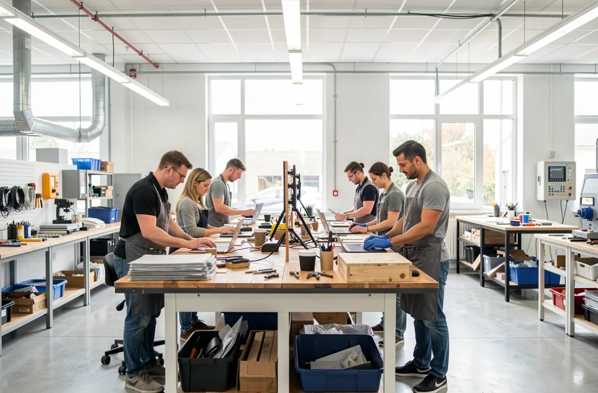 Salariés au travail dans un atelier d'entreprise adaptée